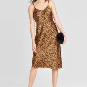 A New Day Cheetah Print Satin Slip Dress